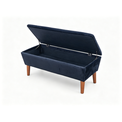 42 inch Linen Ottoman Bench with Wood Legs, Modern Entryway Seat