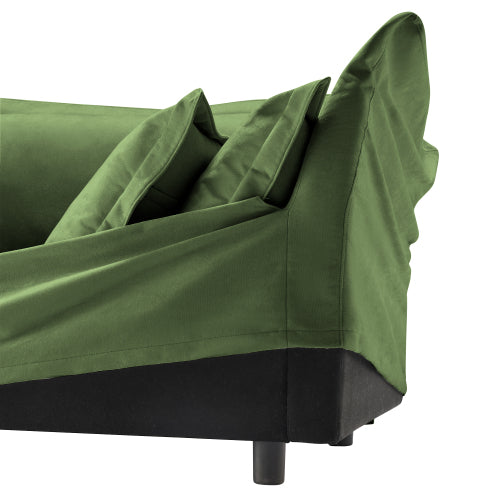Green Slipcovered Chenille Deep-Seat 2-Seat Sofa,Removable Cover