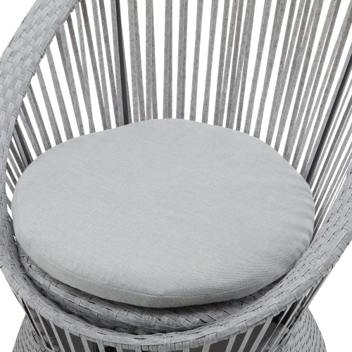 26.7" Modern Silver Swivel Wicker Lounge Chair with xianRattan and Iron Frame,