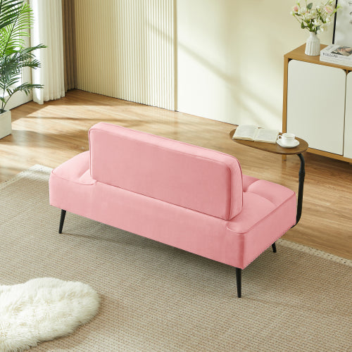 54-Inch Modern 2-Seater Velvet Loveseat Sofa with 360 degree Rotating Side Table Space-Saving