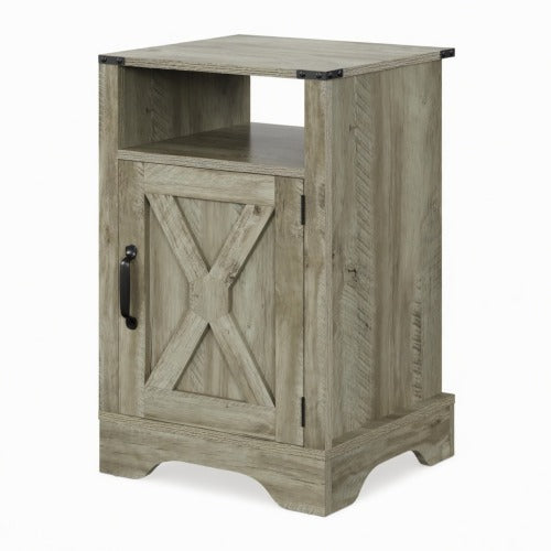 16inch Light Grey Farmhouse Charging Nightstand