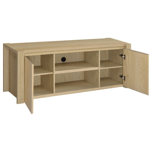 Light Oak 60 Inch Transitional 2-Door Media Console for TVs Up to 60 Inch