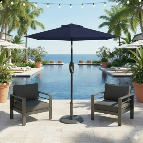 7.5 Feet Navy Blue Market Umbrella with Crank Lift & Tilt. UV-Resistant Canopy for Pool, Backyard & Patio (Without base)
