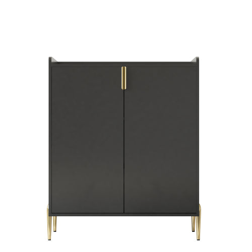 2 doors home wine bar cabinet with wine rack & adjustable storage shelf, modern sideboard with soft-closing hinge, dinning room buffet cabinet, Liquor Cabinet kitchen, living room coffee cart BLACK