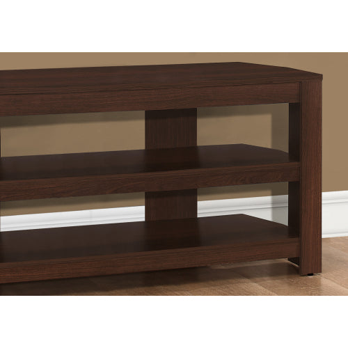 42 Inch Cherry Brown Laminate Modern TV Console with Dual Open Storage Shelves