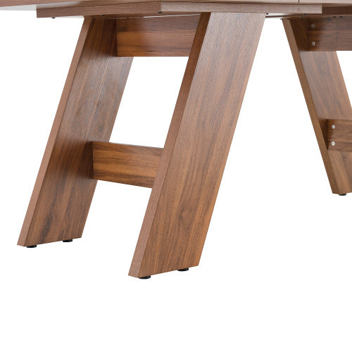 Walnut Grain MDF Dining Table with Outward-Sloping Legs