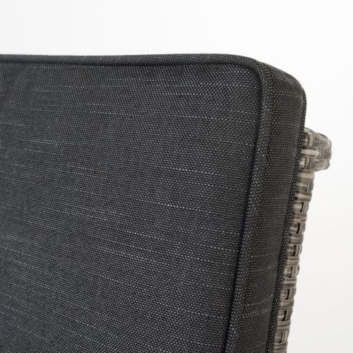 30" Outdoor Wicker Swivel Barstool with Water Resistant Cushion, Mixed Black and Dark Grey