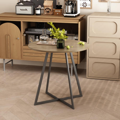 31.5 Inch Small Round Dining Table, Brown