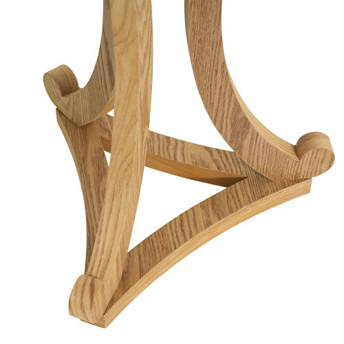 Natural Finish Round Wood Accent Table, Curved Tripod Base Slatted Top End Table, 17.72inch D x 20.67inch H