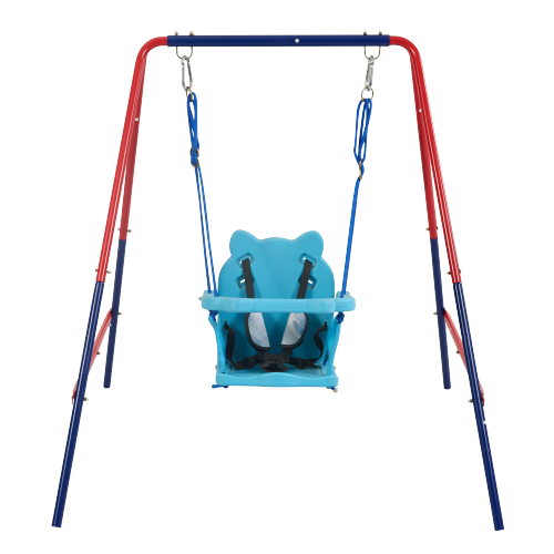 XNS067B green and blue interesting 2 in 1 baby swing mental plastic safe swing set 110lbs for outdoor playground for age 3+