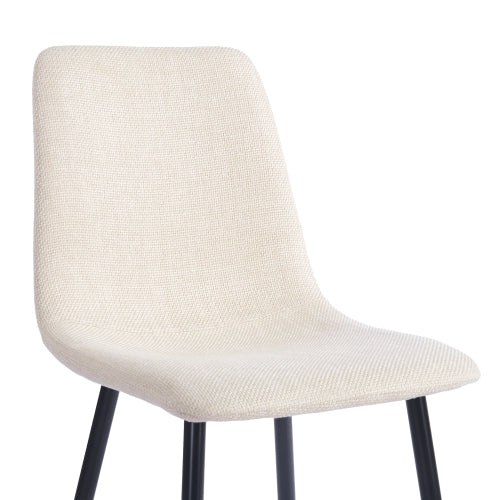 Linen Upholstered Dining Chairs with Black Metal Legs, Set of 4, Beige