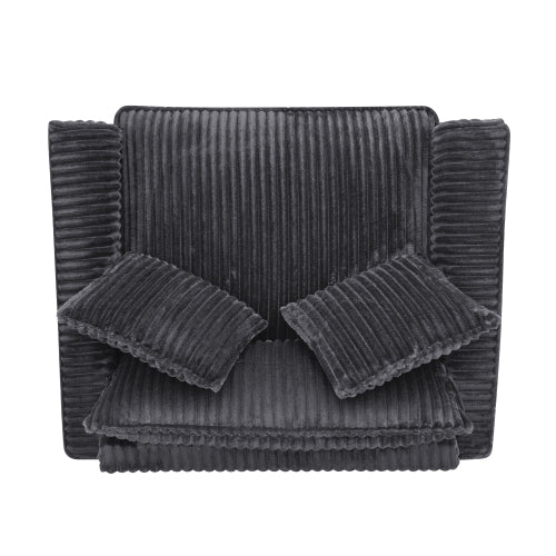Grey Retro Corduroy Ergonomic Lazy Single Sofa Chair with Dual Armrests