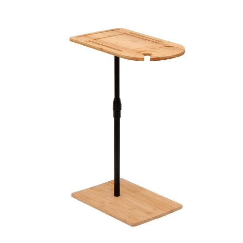 Height Adjustable C-Shaped Bamboo Side Table