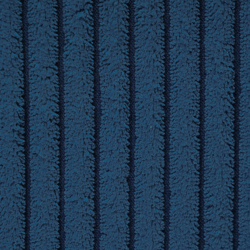 Blue Upholstered Square Ottoman with Corduroy Fabric Design