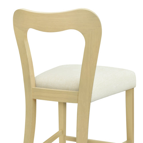 Rubberwood Counter Stools with Upholstered Seats, Set of 2, Beige/Natural Ash