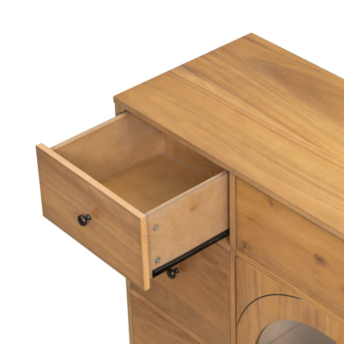 Natural Storage Cabinet with 7 Drawers and 2 Doors