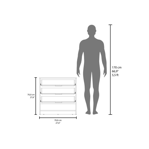 27" High Three Drawer Dresser And Open Shelf, Bedroom, Entryway, Side Board, Matte Gray - Natural Oak