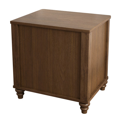 Fluted 3 Drawer Nightstand with Metal Handle, Walnut Mid Century Modern Bedside Table 21.65inch