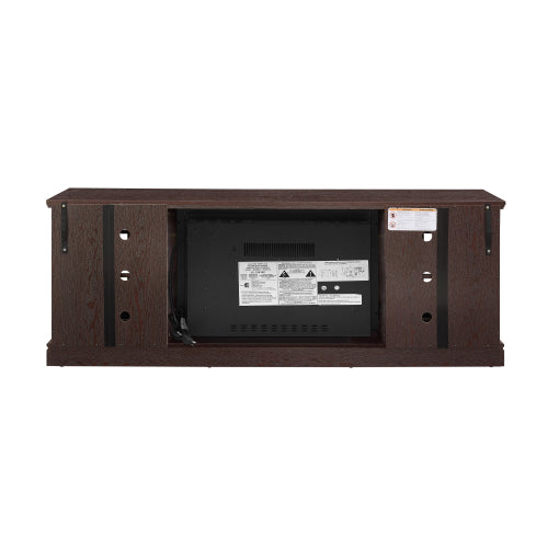 70 Inch TV Stand with Electric Fireplace Cherry Faux Stone Media Console