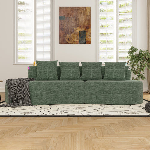 Modern Curved Sectional 3 Seat Minimalist Elegant Half Moon Sofa Compressed Modular Sectional Sofa for Living Room, Office, Apartment