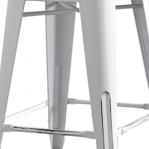 Modern Light Weight Industrial Contemporary Rustic Vintage Costal Metal Barstools with Bucket Back and 4 Leg Design, Seat Bar Stools (Set of 2) (24" Seat, Distressed White)
