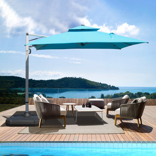 10'X10' Square Cantilever Umbrella with Center Pole, Lake Blue (Base Not Included)