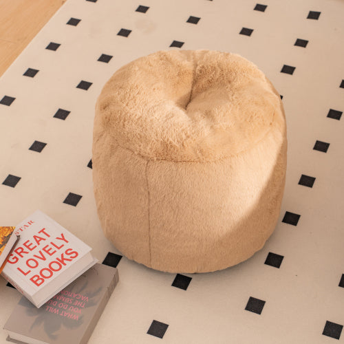 Pumpkin-Shape Faux-Fur Giant Bean Bag Chair with Footrest for Adults Kids