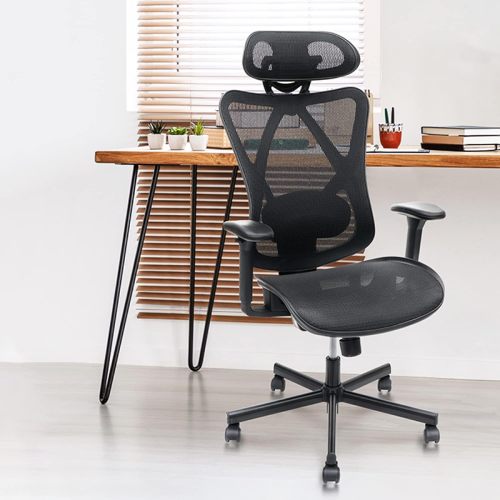 Office Chair,Ergonomic Office Chairs with Wheels,Adjustable Lumbar Support,Armrest,Headrest-Tilt High Back Desk Chair with Mute Wheel for Office, Home, Gaming