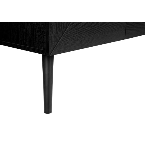 Black 72 inch Mid Century TV Stand with Drawer and Cabinets