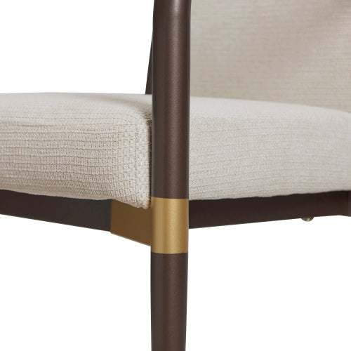 Set of 2 Modern Gold Accent Iron Frame Arm Dining Chairs, Toothpick Design Solid Back 250lbs Weight Capacity