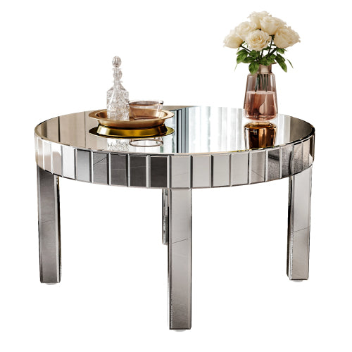 31.5 Inch Round Fluted Mirror Coffee Table
