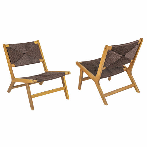 Acacia Wood Outdoor Armless Lounge Chair-Teak