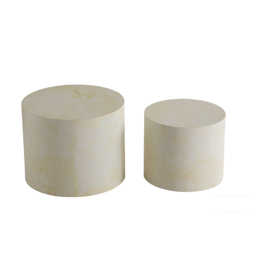Set of 2 Beige Faux Marble Nesting Coffee Tables