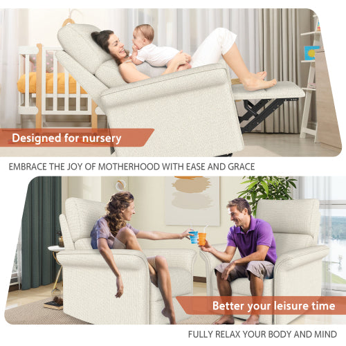 Power Swivel Rocker Recliner Chair for Adults,Rocking Glider Recliner for Small Spaces,Fabric Rocking Chair for Nursery,Single Sofa Recliner for Home Theater Living Room Bedroom(Fabric+Light Gray)