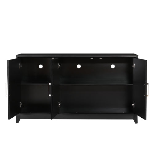 Modern TV Stand for 65 Inch TV with Storage Cabinets and Solid Wood Legs