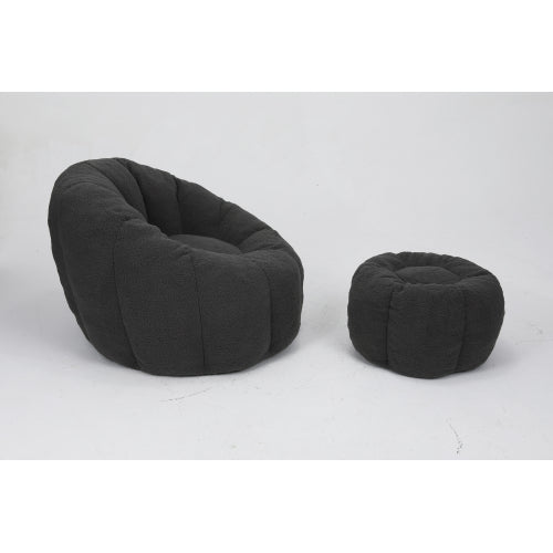 Faux Fur Memory Foam Ergonomic Bean Bag Lounge Chair with Armrests for Dorm Apartment Living Room