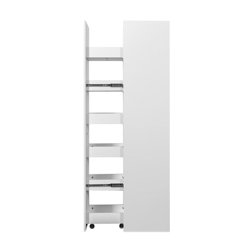 Slim Rolling Kitchen Storage Cart with Wheels Handle and 6 Tier Shelves White