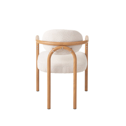 Dining Chairs Set of 2, Beige Upholstered Chairs with Maple Grain Metal Frame