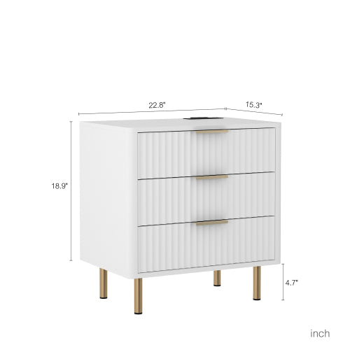 Nightstand with Charging Station, Smart Nightstand with Night Light, Modern Night Stand with Storage Cabinet for Bedroom