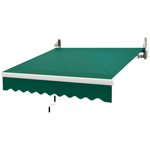 Outsunny 8' x 7' Patio Retractable Awning, Manual Exterior Sun Shade Deck Window Cover, Green
