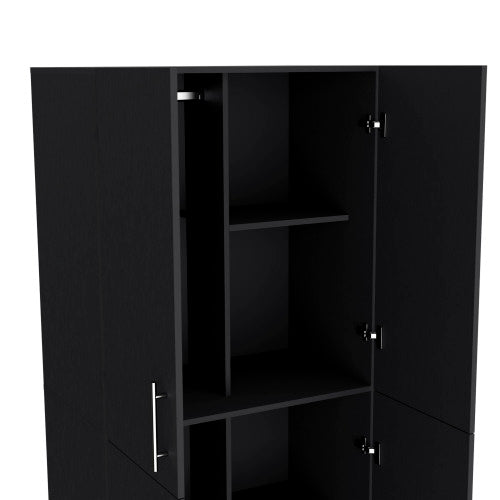 Armoire in melamine with 2 doors , 4 shelves and 2 clothes hanging bar