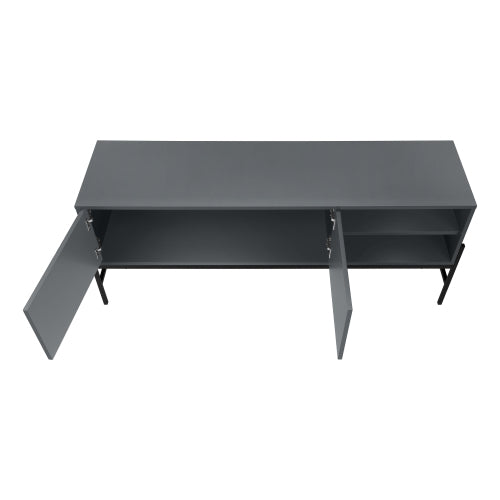 Grey 60 inch TV Stand with Storage Cabinet and Open Shelf