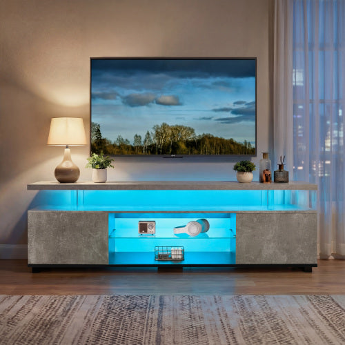 Gray and Black 55 inch LED TV Stand with Storage Cabinet