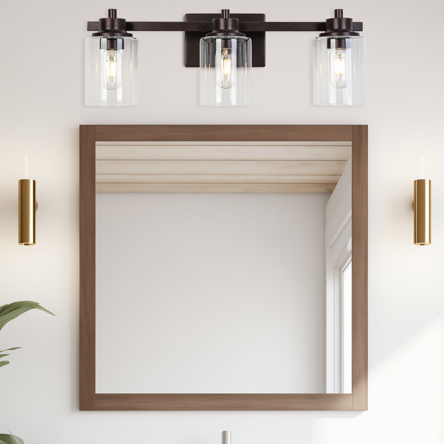 Vanity light 23-in 3-Light Oil-Rubbed Bronze Industrial Vanity Light