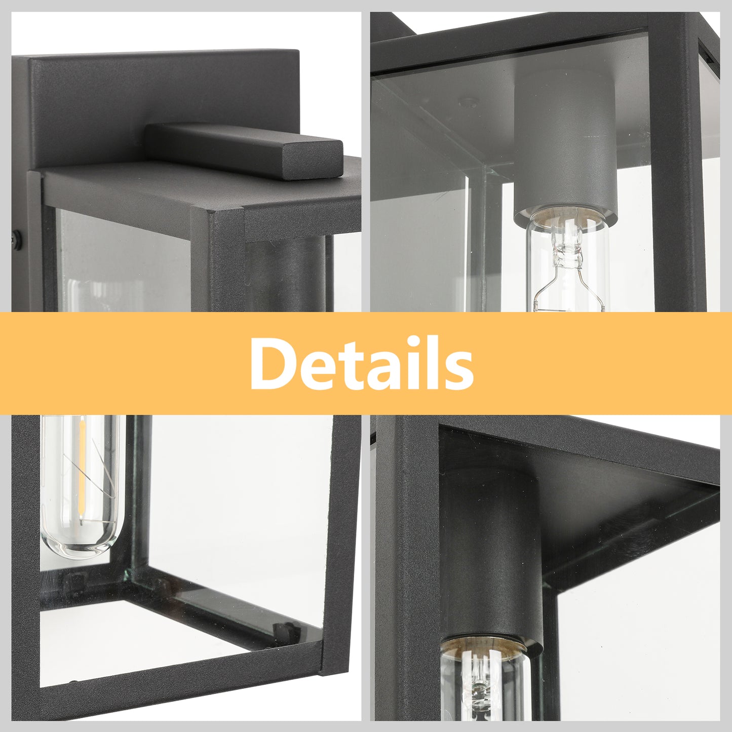 Black Not Motion Sensing Outdoor Hardwired Wall Lantern Sconce with No Bulbs Included