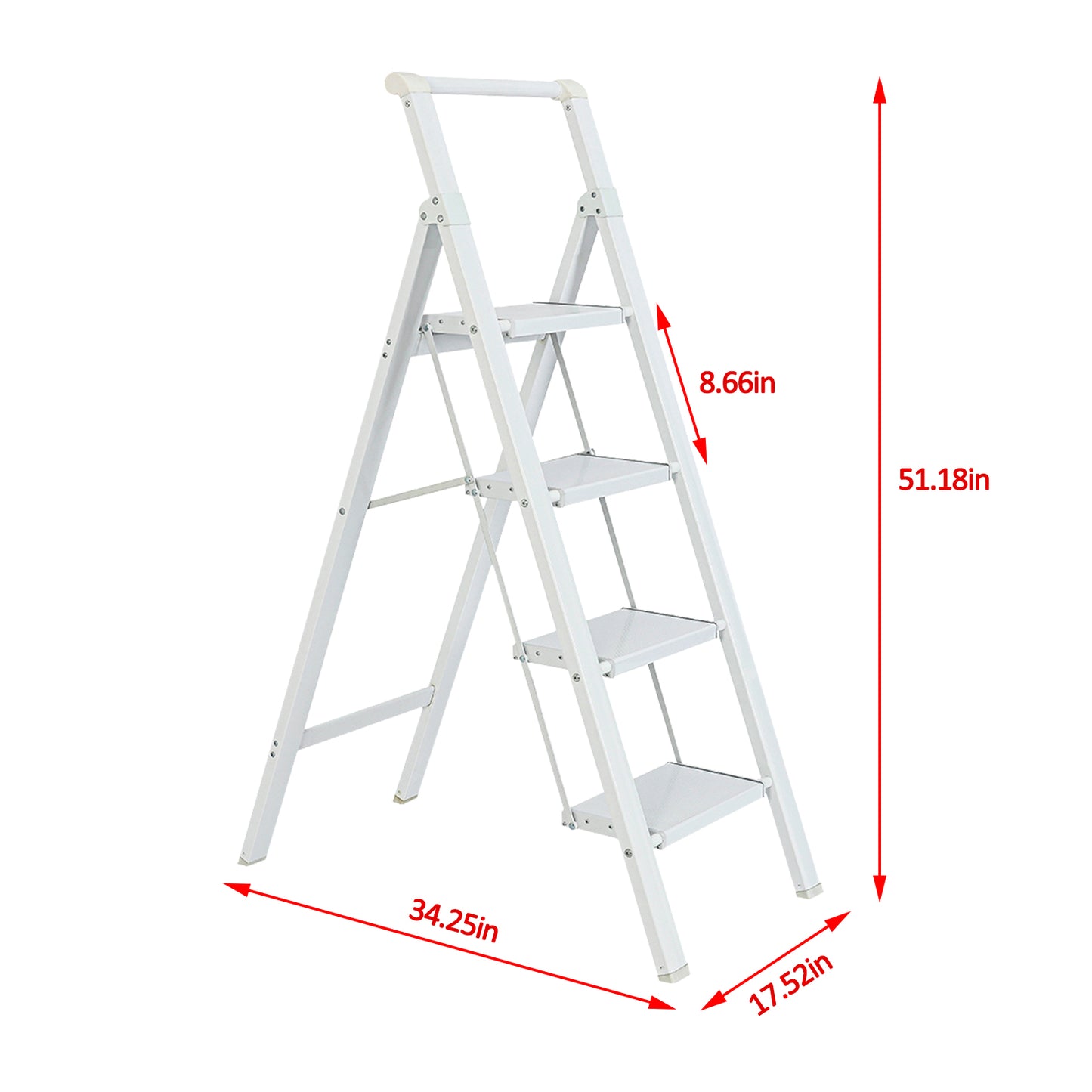 4-Step Aluminum Folding Step Stool Ladder 330 lbs. Load Capacity Type IA Duty Rating (5.48 ft. Reach Height), White