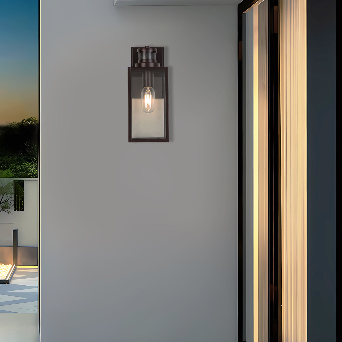 Ourdoor Wall Lights 1-Light 12.56-in H Oil-Rubbed Bronze Motion Sensor Led, Outdoor Wall Light