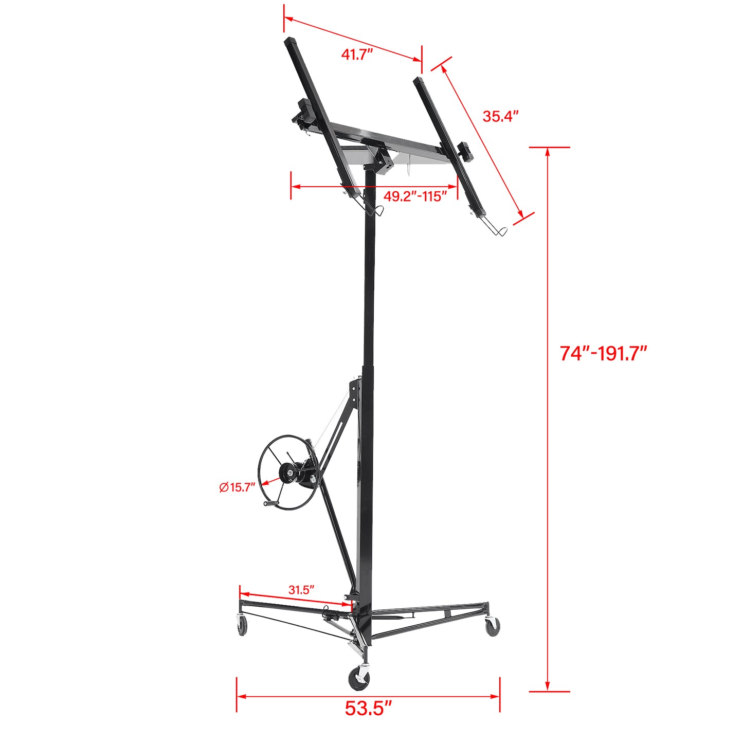 16 ft. Drywall Panel Hoist Jack Lifter Drywall Lift Panel Lift in Black