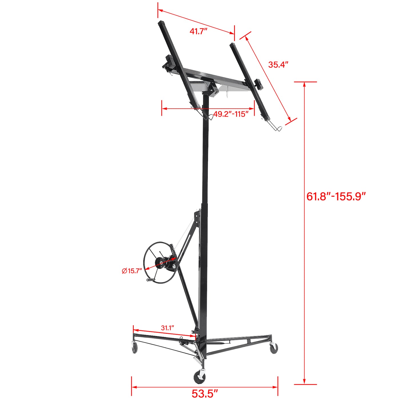 13 ft. Drywall Panel Hoist Jack Lifter Drywall Lift Panel Lift in Black