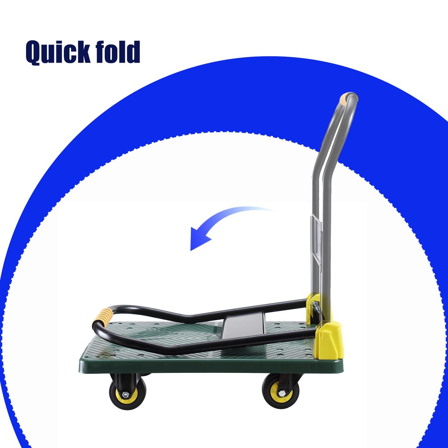 Foldable Push Hand Cart, Platform Truck with 440 lbs. Weight Capacity, Green